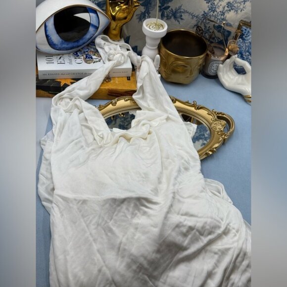 🆕 RAT & BOA 🧿 NWOT Winona White Slinky Cowl Neck Jersey Gown, Sz S - Picture 13 of 16